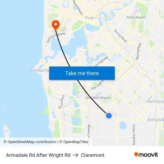 Armadale Rd After Wright Rd to Claremont map
