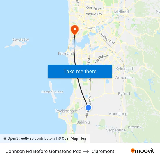 Johnson Rd Before Gemstone Pde to Claremont map