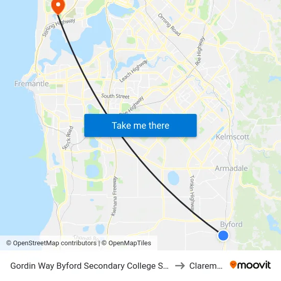 Gordin Way Byford Secondary College Stand 2 to Claremont map
