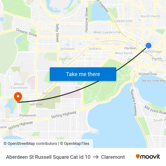 Aberdeen St Russell Square Cat Id 10 to Claremont map