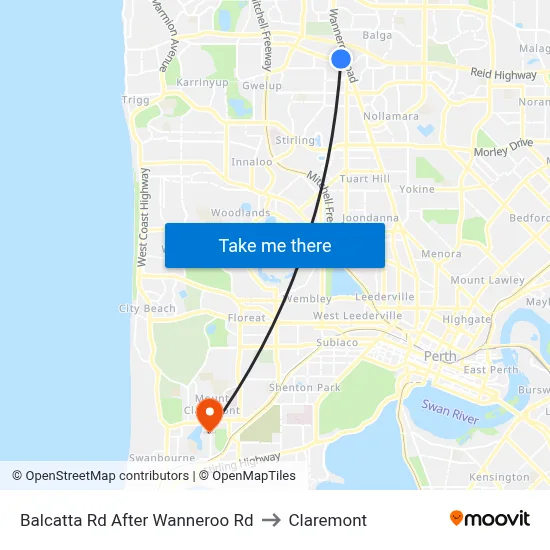 Balcatta Rd After Wanneroo Rd to Claremont map