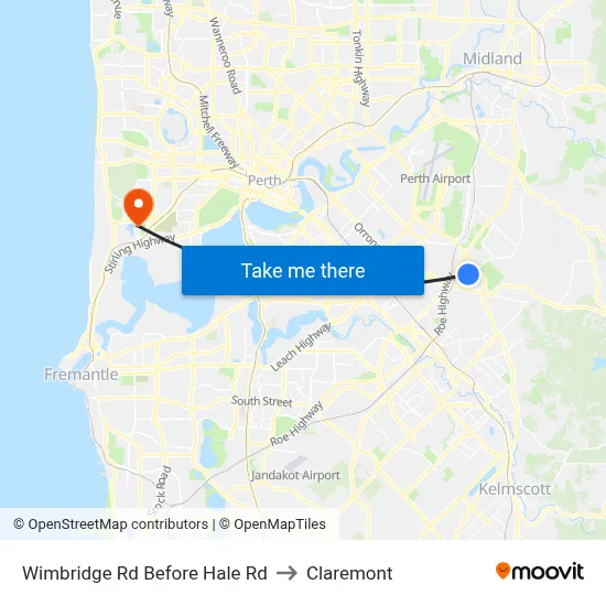 Wimbridge Rd Before Hale Rd to Claremont map