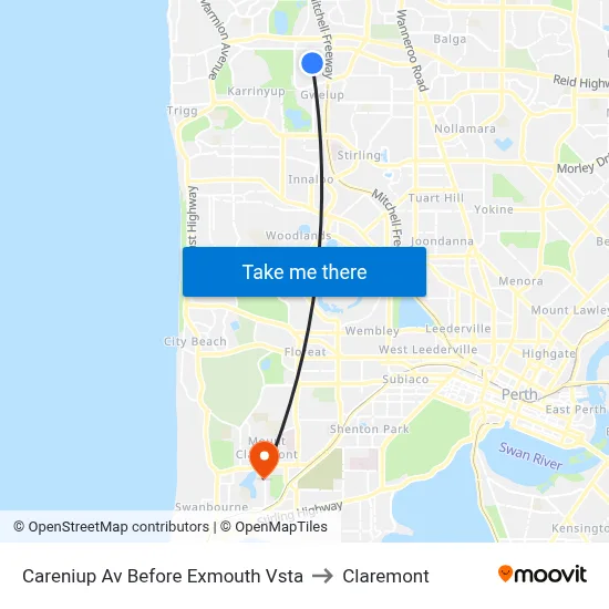 Careniup Av Before  Exmouth Vsta to Claremont map