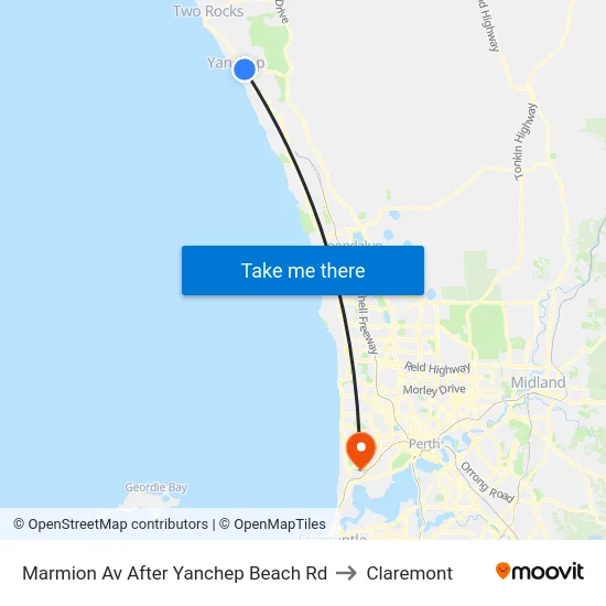 Marmion Av After Yanchep Beach Rd to Claremont map