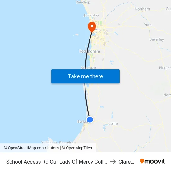 School Access Rd Our Lady Of Mercy College Australind to Claremont map
