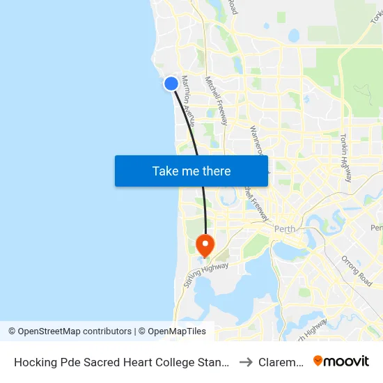 Hocking Pde Sacred Heart College Stand 1 & 2 to Claremont map