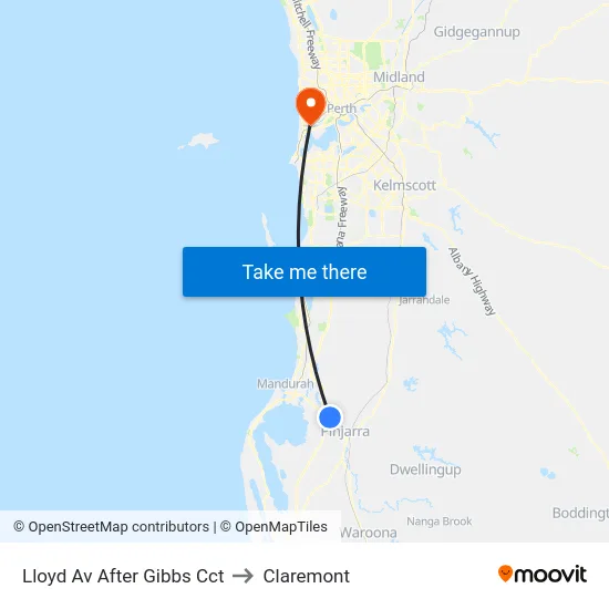 Lloyd Av After Gibbs Cct to Claremont map
