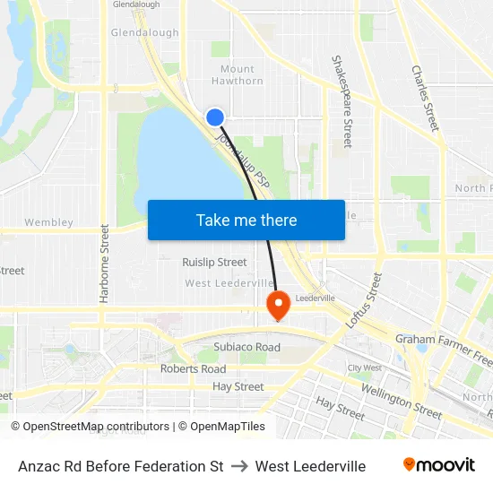 Anzac Rd Before Federation St to West Leederville map