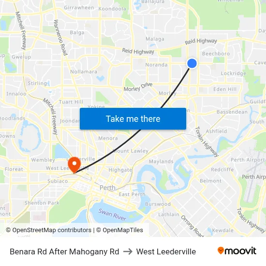 Benara Rd After Mahogany Rd to West Leederville map