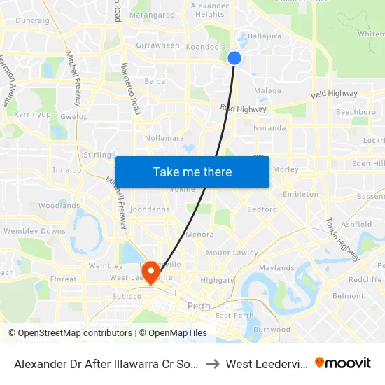 Alexander Dr After Illawarra Cr South to West Leederville map