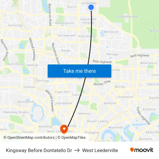 Kingsway   Before Dontatello Dr to West Leederville map