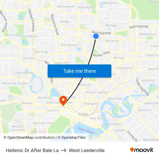 Hellenic Dr After Bale La to West Leederville map