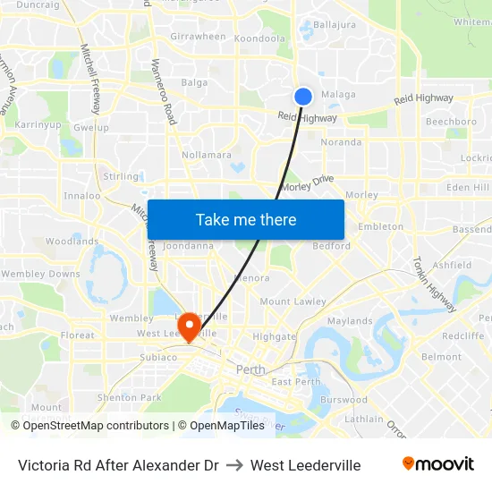 Victoria Rd After Alexander Dr to West Leederville map
