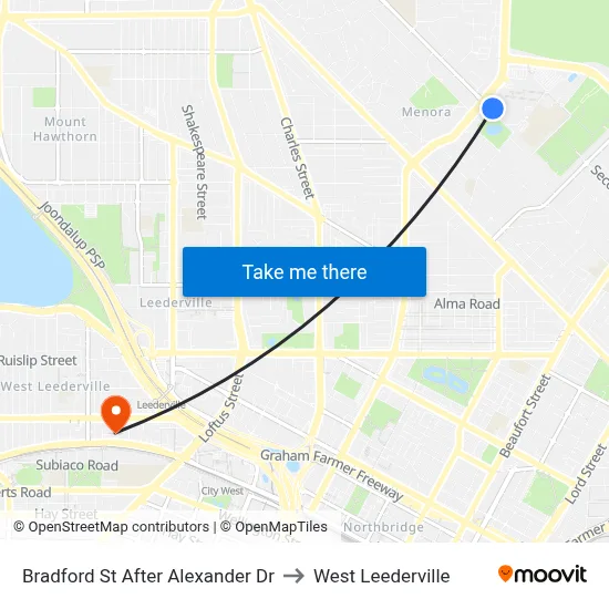 Bradford St After Alexander Dr to West Leederville map