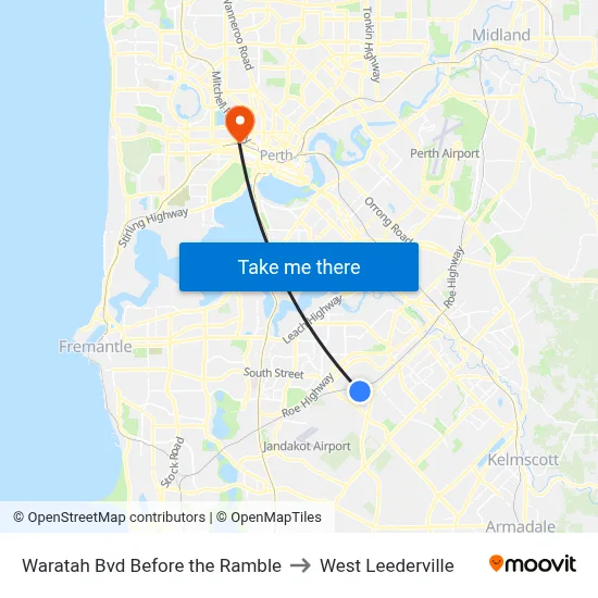 Waratah Bvd Before the Ramble to West Leederville map
