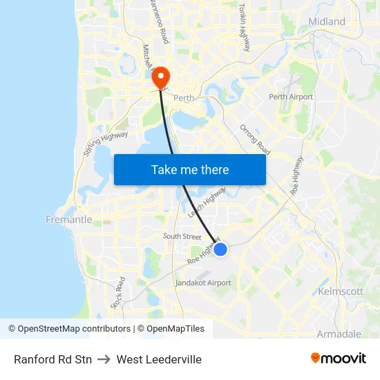 Ranford Rd Stn to West Leederville map