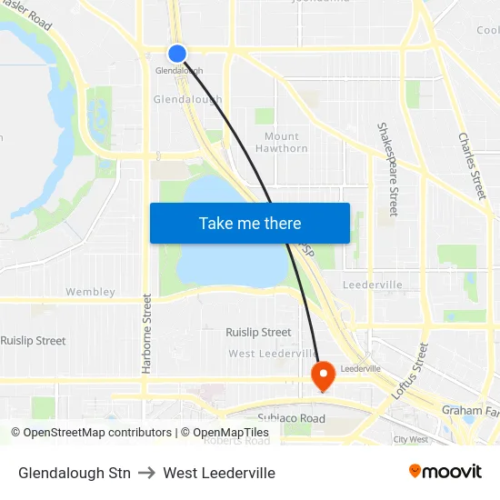 Glendalough Stn to West Leederville map