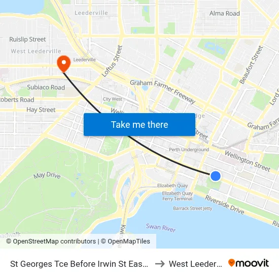 St Georges Tce Before Irwin St Eastbound to West Leederville map