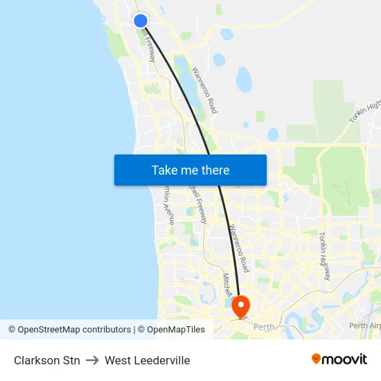 Clarkson Stn to West Leederville map