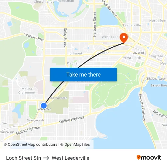 Loch Street Stn to West Leederville map