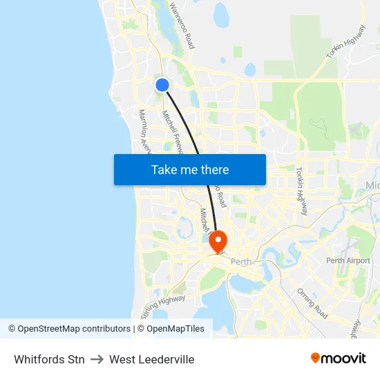 Whitfords Stn to West Leederville map