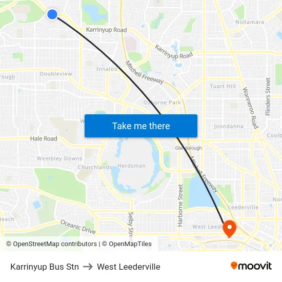 Karrinyup Bus Stn to West Leederville map