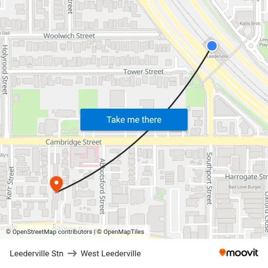 Leederville Stn to West Leederville map