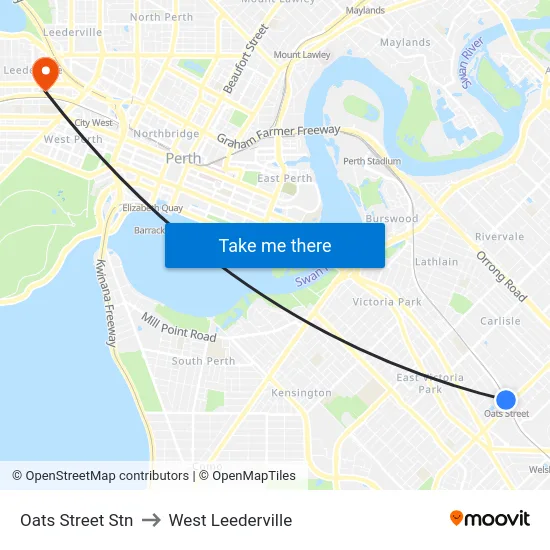 Oats Street Stn to West Leederville map