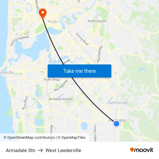 Armadale Stn to West Leederville map