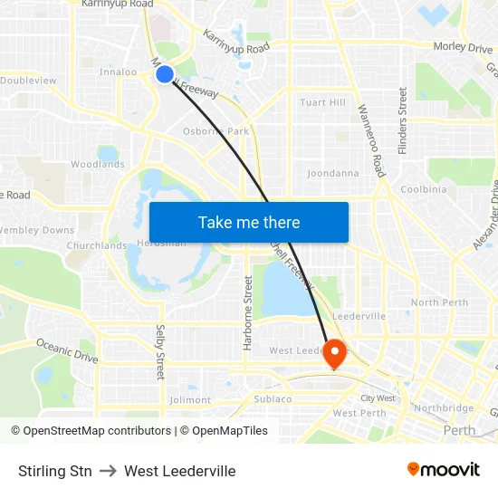 Stirling Stn to West Leederville map