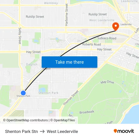 Shenton Park Stn to West Leederville map