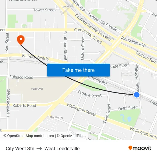 City West Stn to West Leederville map