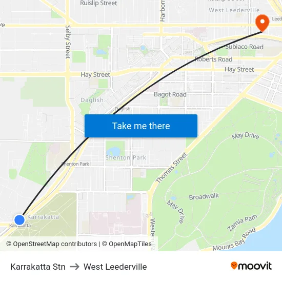 Karrakatta Stn to West Leederville map