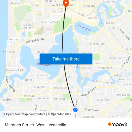 Murdoch Stn to West Leederville map
