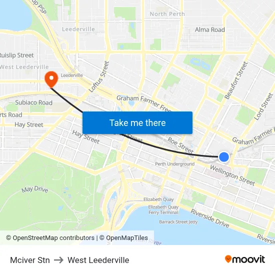 Mciver Stn to West Leederville map