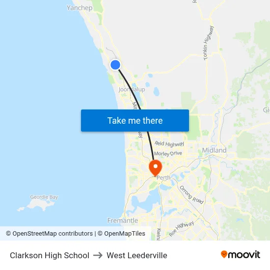 Clarkson High School to West Leederville map