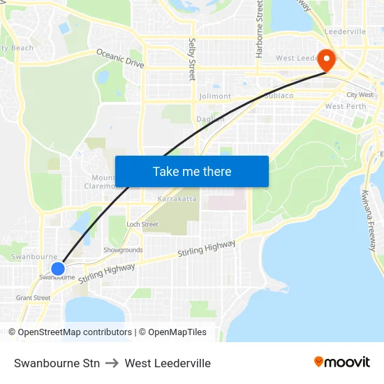 Swanbourne Stn to West Leederville map