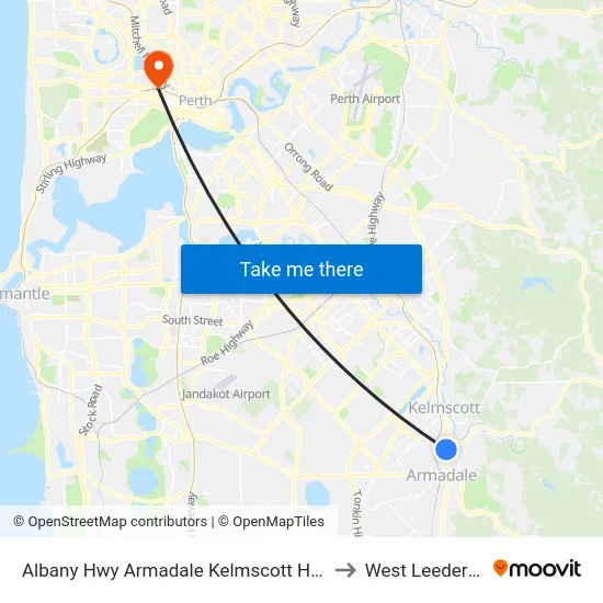 Albany Hwy Armadale Kelmscott Hospital to West Leederville map