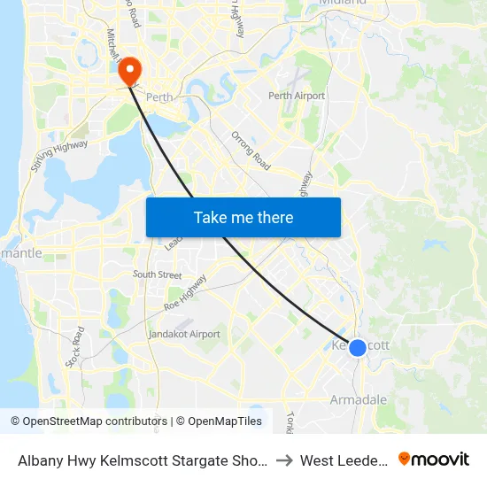 Albany Hwy Kelmscott Stargate Shopping Ctr to West Leederville map