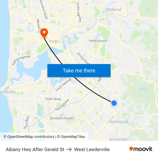 Albany Hwy After Gerald St to West Leederville map