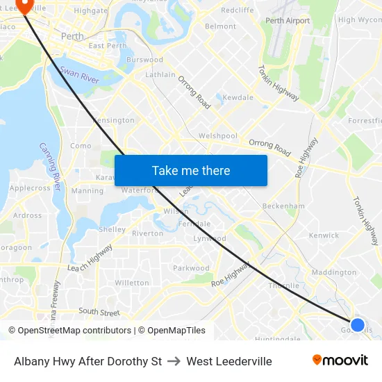 Albany Hwy After Dorothy St to West Leederville map