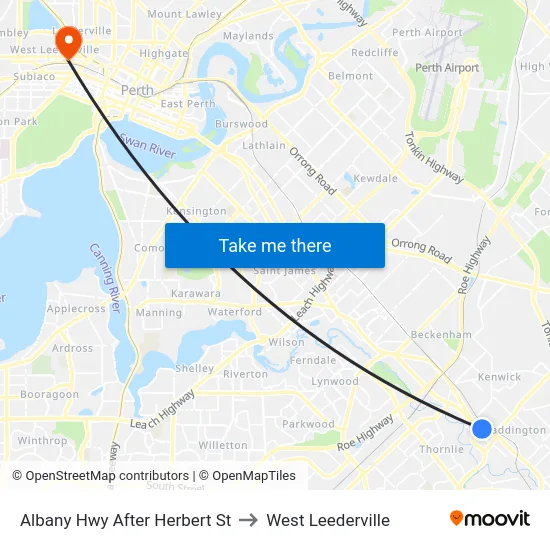 Albany Hwy After Herbert St to West Leederville map