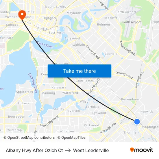 Albany Hwy After Ozich Ct to West Leederville map