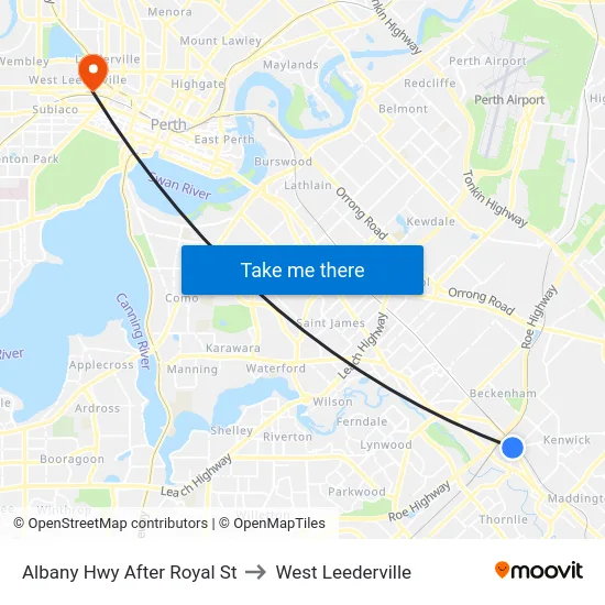 Albany Hwy After Royal St to West Leederville map