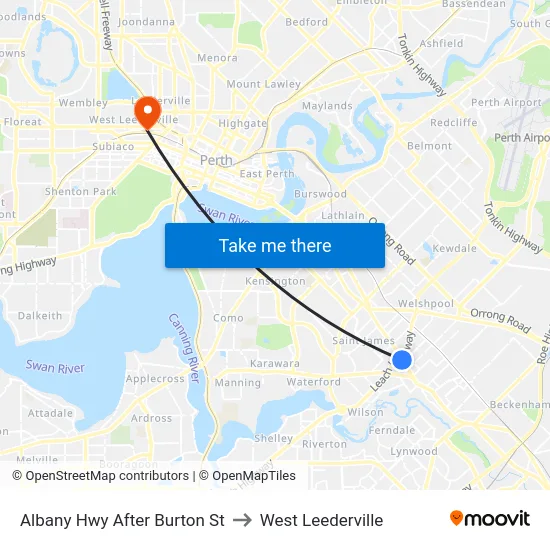 Albany Hwy After Burton St to West Leederville map