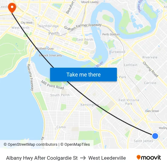 Albany Hwy After Coolgardie St to West Leederville map