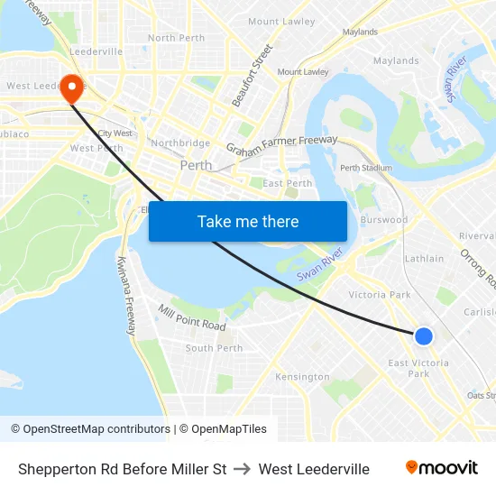 Shepperton Rd Before Miller St to West Leederville map