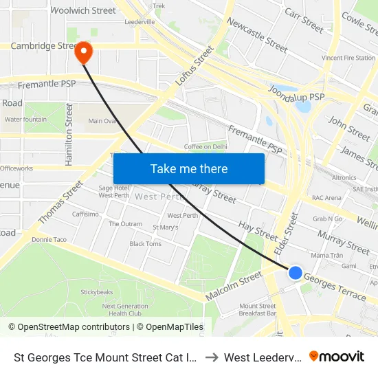 St Georges Tce Mount Street Cat Id 22 to West Leederville map
