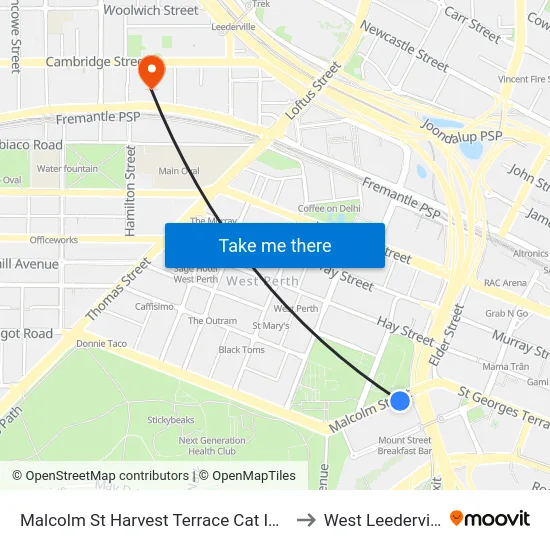 Malcolm St Harvest Terrace Cat Id 23 to West Leederville map