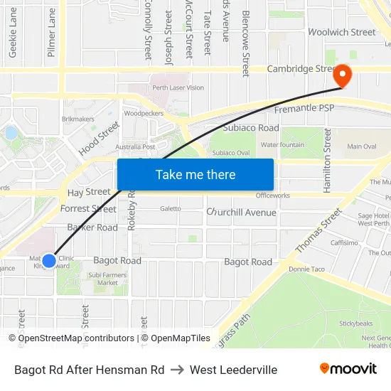 Bagot Rd After Hensman Rd to West Leederville map
